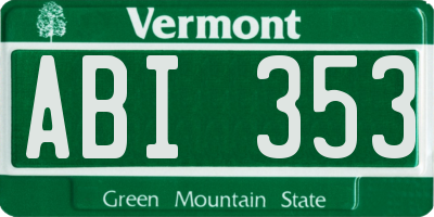 VT license plate ABI353