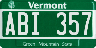 VT license plate ABI357