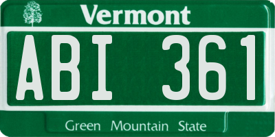 VT license plate ABI361