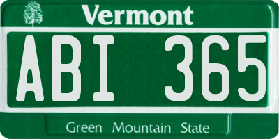 VT license plate ABI365