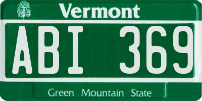 VT license plate ABI369