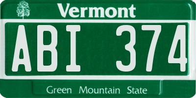 VT license plate ABI374