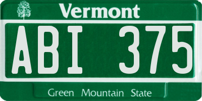 VT license plate ABI375