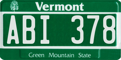 VT license plate ABI378