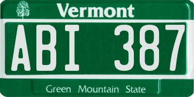 VT license plate ABI387