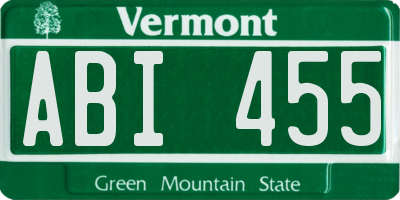 VT license plate ABI455