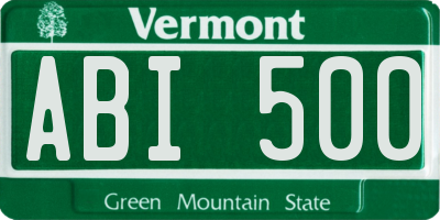VT license plate ABI500