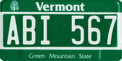 VT license plate ABI567