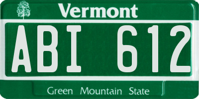 VT license plate ABI612