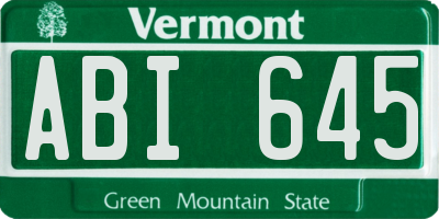 VT license plate ABI645