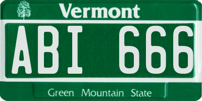 VT license plate ABI666