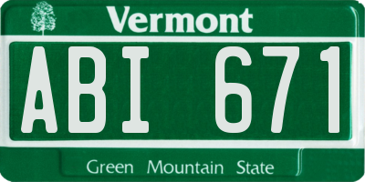 VT license plate ABI671