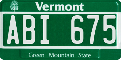 VT license plate ABI675