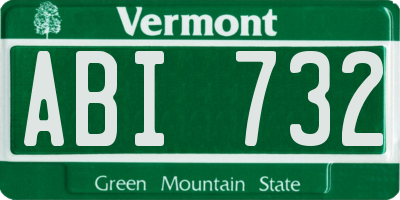VT license plate ABI732