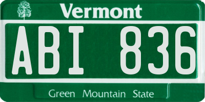 VT license plate ABI836