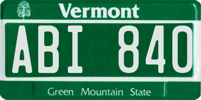 VT license plate ABI840