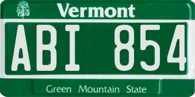 VT license plate ABI854