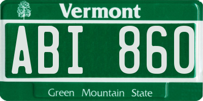 VT license plate ABI860