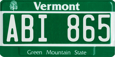 VT license plate ABI865