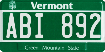 VT license plate ABI892