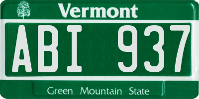 VT license plate ABI937