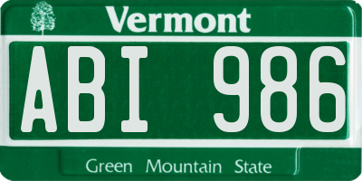 VT license plate ABI986