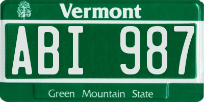 VT license plate ABI987
