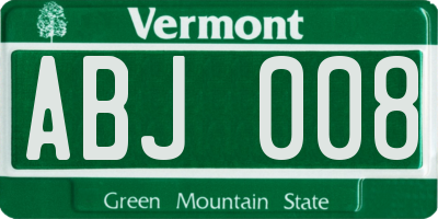 VT license plate ABJ008