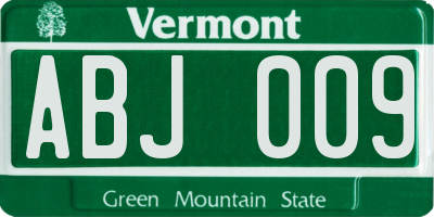 VT license plate ABJ009