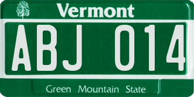 VT license plate ABJ014