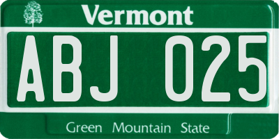 VT license plate ABJ025