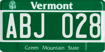 VT license plate ABJ028