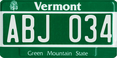 VT license plate ABJ034