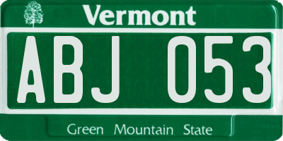 VT license plate ABJ053
