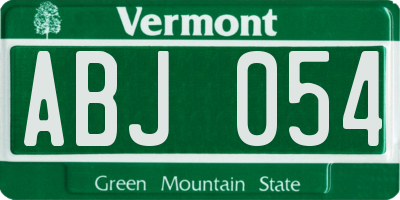 VT license plate ABJ054