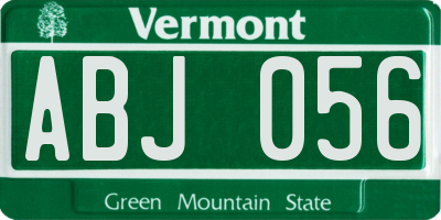 VT license plate ABJ056