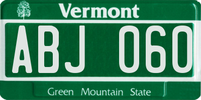 VT license plate ABJ060