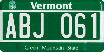 VT license plate ABJ061