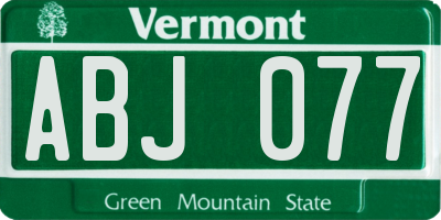 VT license plate ABJ077