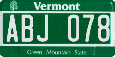 VT license plate ABJ078