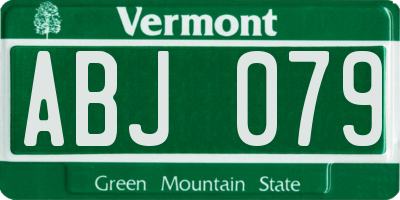 VT license plate ABJ079
