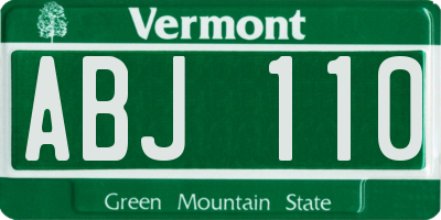 VT license plate ABJ110