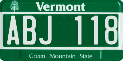 VT license plate ABJ118