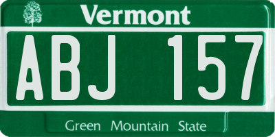 VT license plate ABJ157
