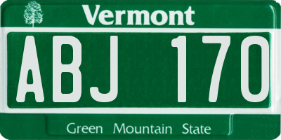 VT license plate ABJ170