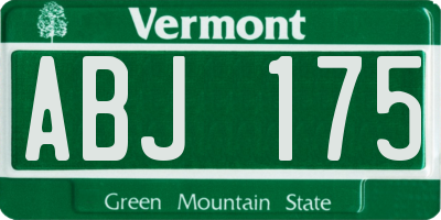 VT license plate ABJ175