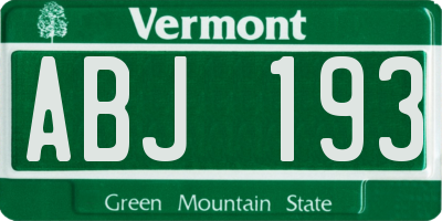 VT license plate ABJ193