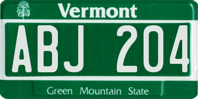 VT license plate ABJ204