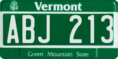 VT license plate ABJ213