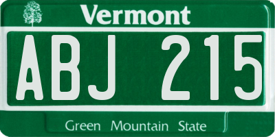 VT license plate ABJ215